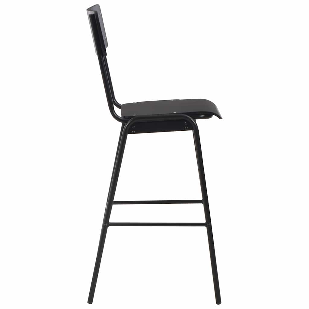 Bar Stools Solid Plywood Steel Black 2
