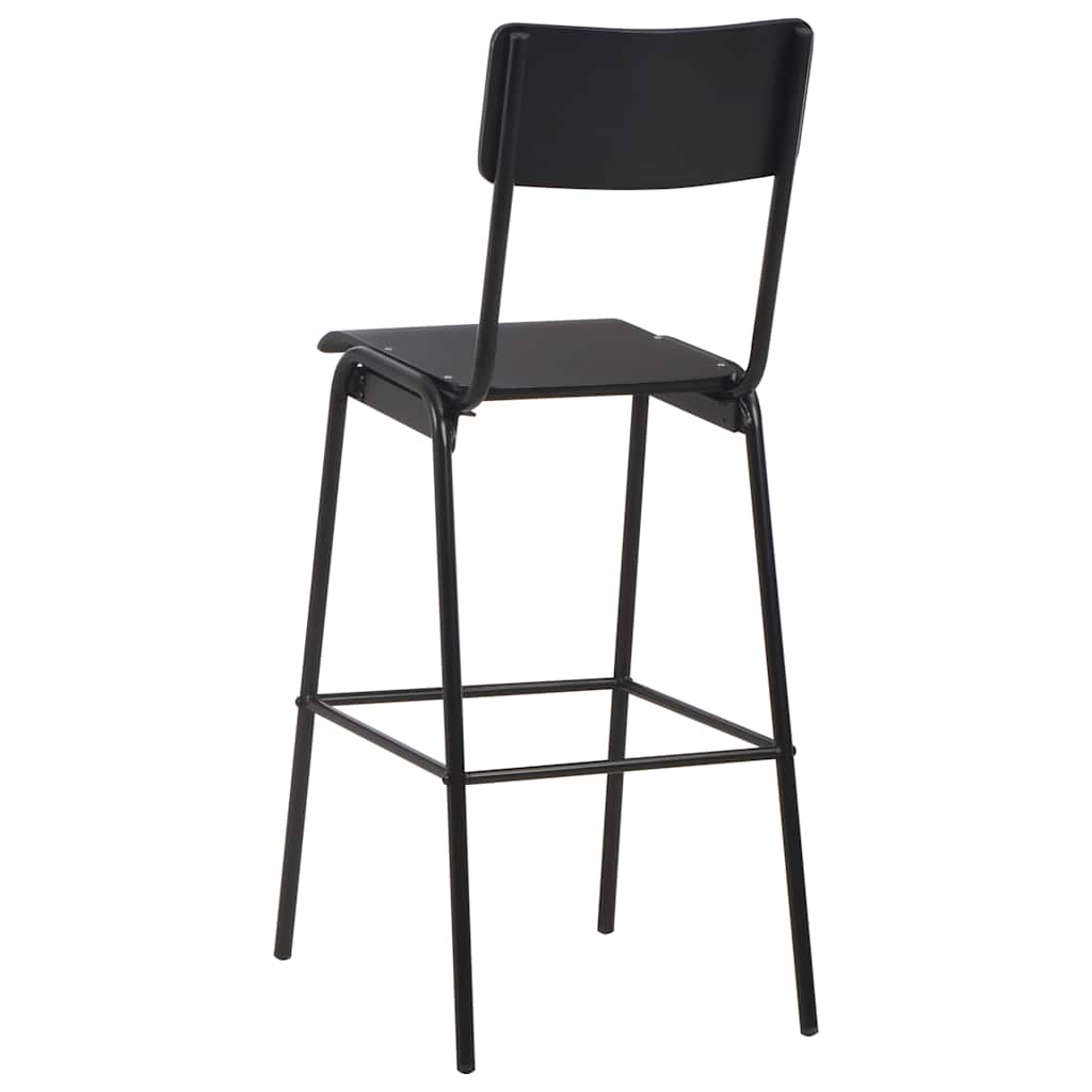 Bar Stools Solid Plywood Steel Black 2