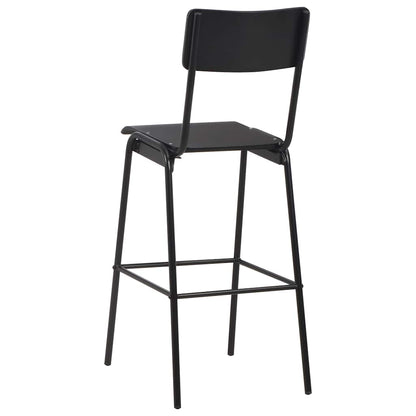 Bar Stools Solid Plywood Steel Black 2