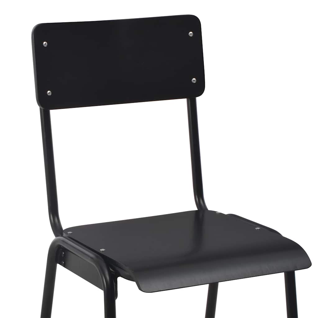 Bar Stools Solid Plywood Steel Black 2