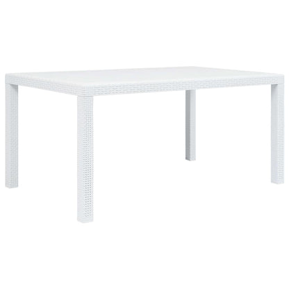 Garden Table Plastic Rattan Look White 150 cm 90 cm