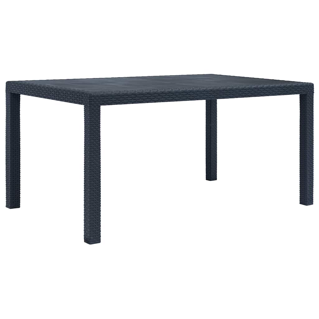 Garden Table Plastic Rattan Look Anthracite 150 cm 90 cm
