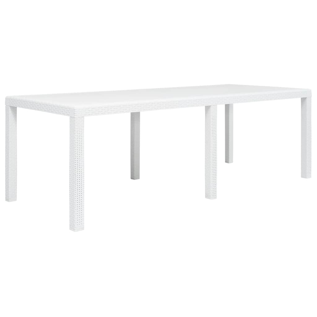 Garden Table Plastic Rattan Look White 220 cm 90 cm
