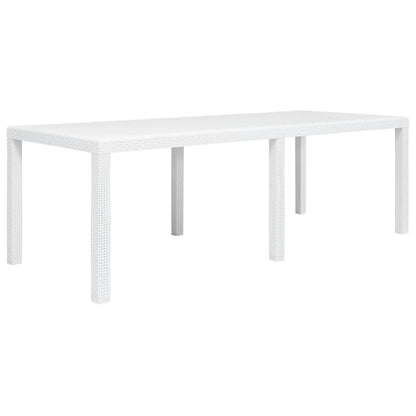 Garden Table Plastic Rattan Look White 220 cm 90 cm