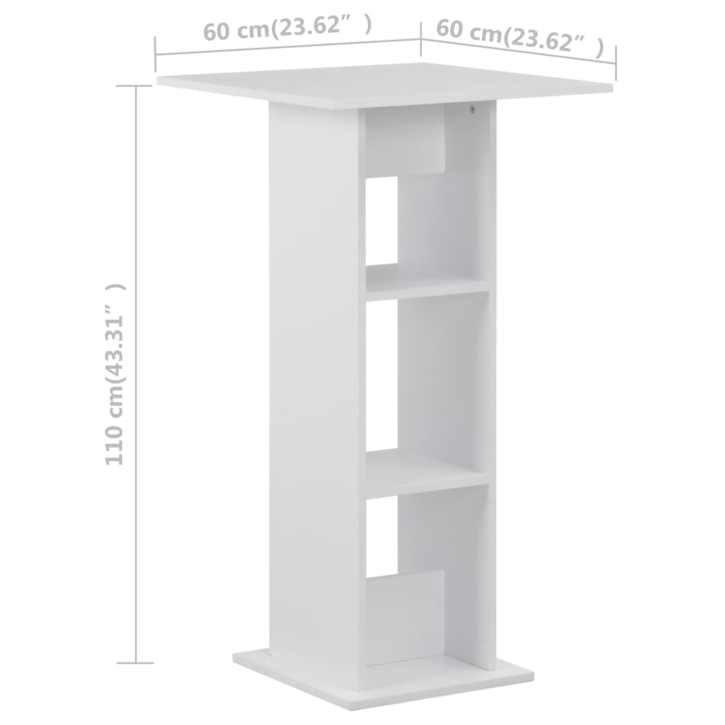 vidaXL Bar Table | White | Engineered Wood | 60x60x110 cm | Bar Table | Square 6