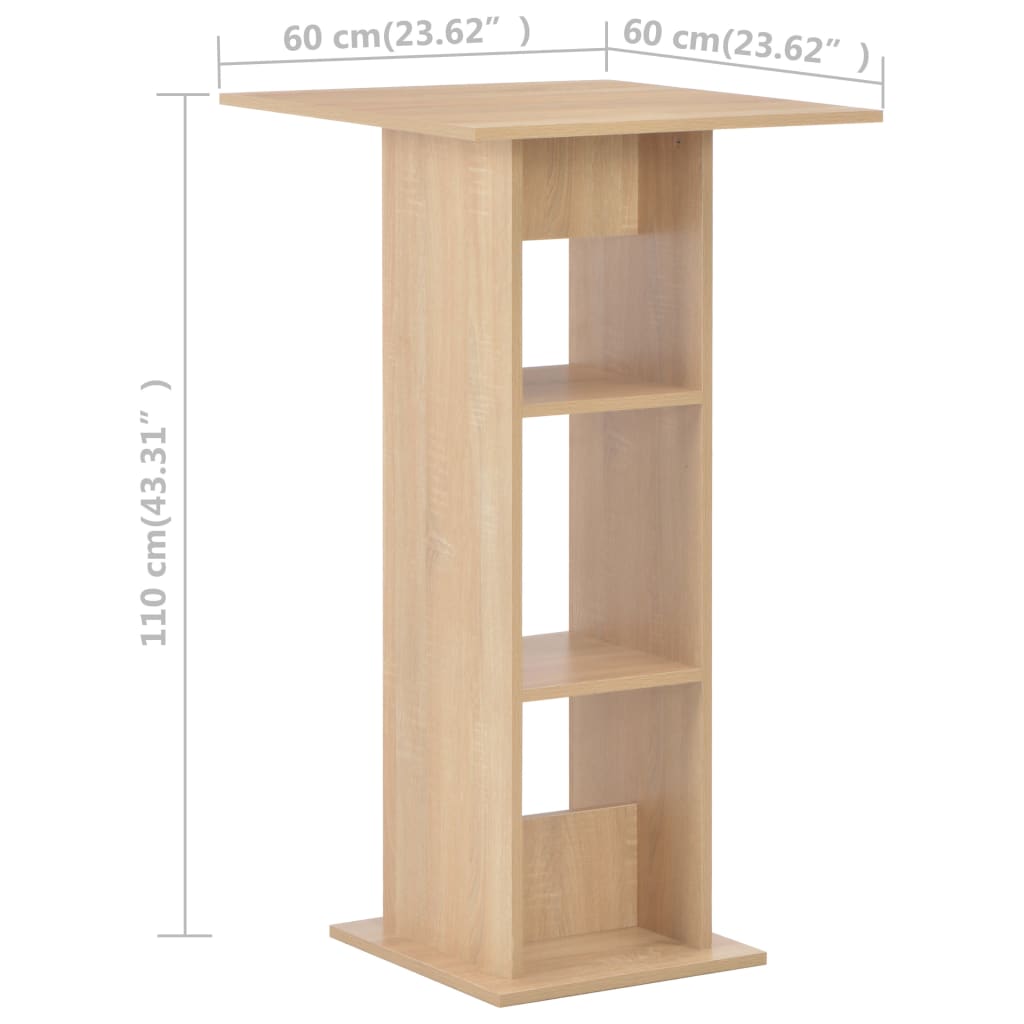vidaXL Bar Table | Oak | Engineered Wood | 60 x 60 x 110 cm | Bar Table 6