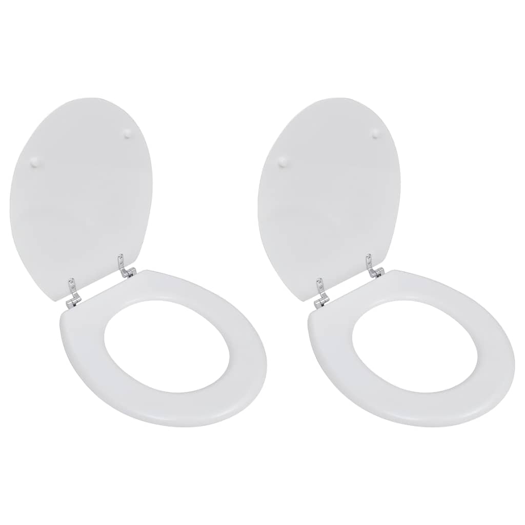 vidaXL Toilet Seats with Lids 2 pcs MDF White 1