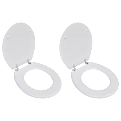 vidaXL Toilet Seats with Lids 2 pcs MDF White 1