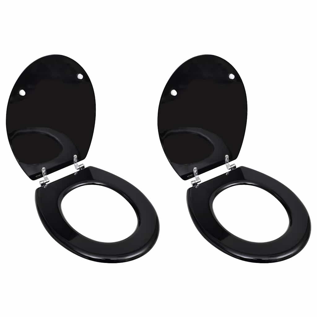 vidaXL Toilet Seats with Lids 2 pcs MDF Black 1