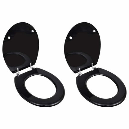 vidaXL Toilet Seats with Lids 2 pcs MDF Black 1