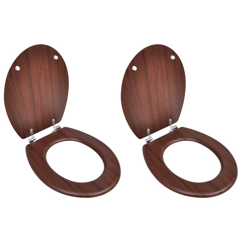vidaXL WC Toilet Seats with Lid MDF Design 2 pcs No