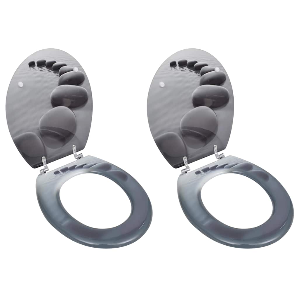 vidaXL Toilet Seats with Lids 2 pcs MDF Stones 1