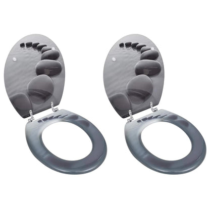 vidaXL Toilet Seats with Lids 2 pcs MDF Stones 1