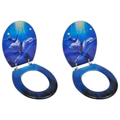vidaXL Toilet Seats with Lids 2 pcs MDF Dolphin 1