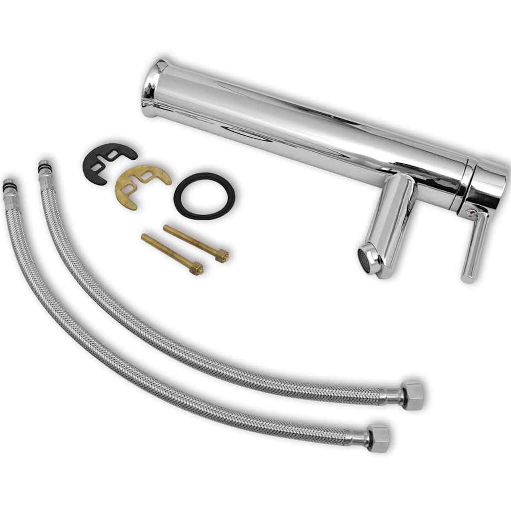 vidaXL Bathroom Faucet Mixer Taps 2 pcs Chrome 4