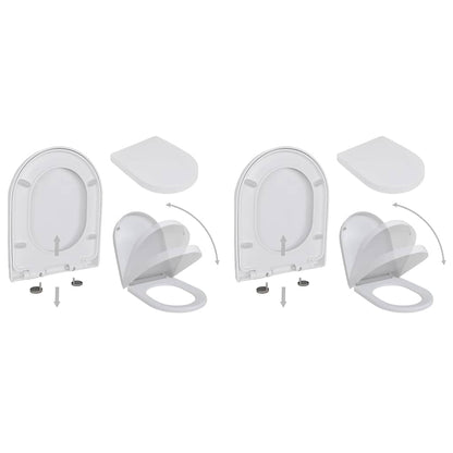 vidaXL Toilet Seats with Soft Close Lids 2 pcs Plastic White 1