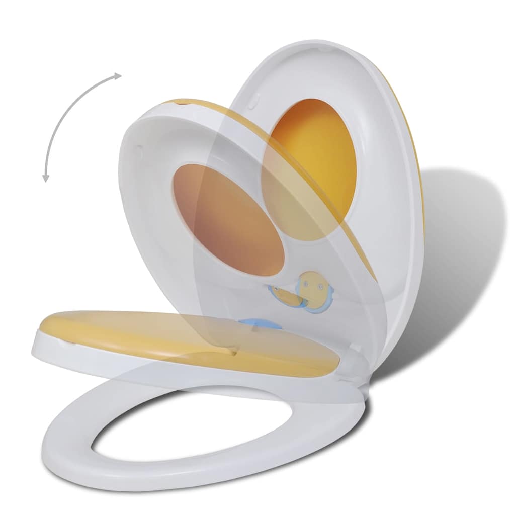 vidaXL Toilet Seats with Soft Close Lids 2pcs Plastic White and Yellow 2