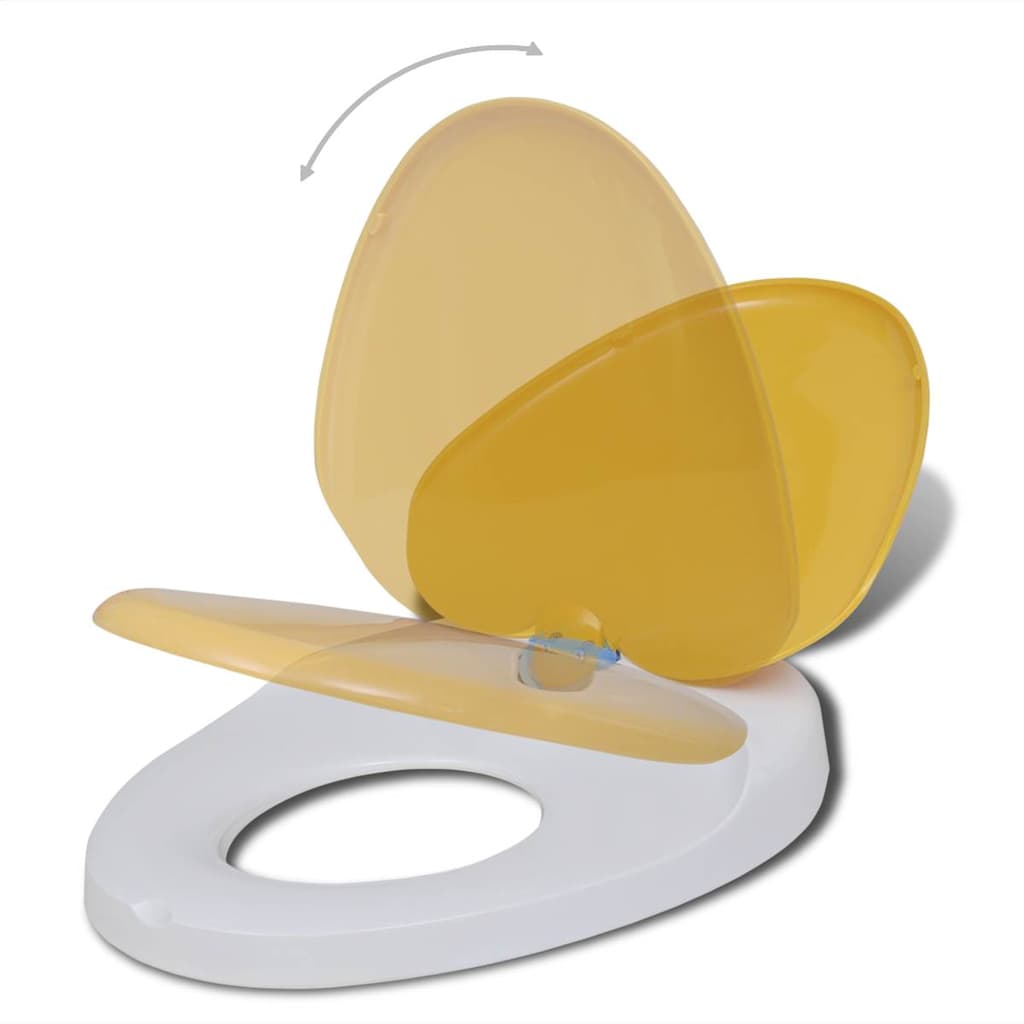 vidaXL Toilet Seats with Soft Close Lids 2pcs Plastic White and Yellow 3