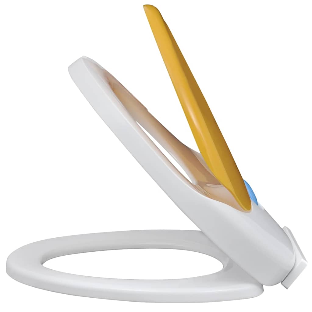vidaXL Toilet Seats with Soft Close Lids 2pcs Plastic White and Yellow 4