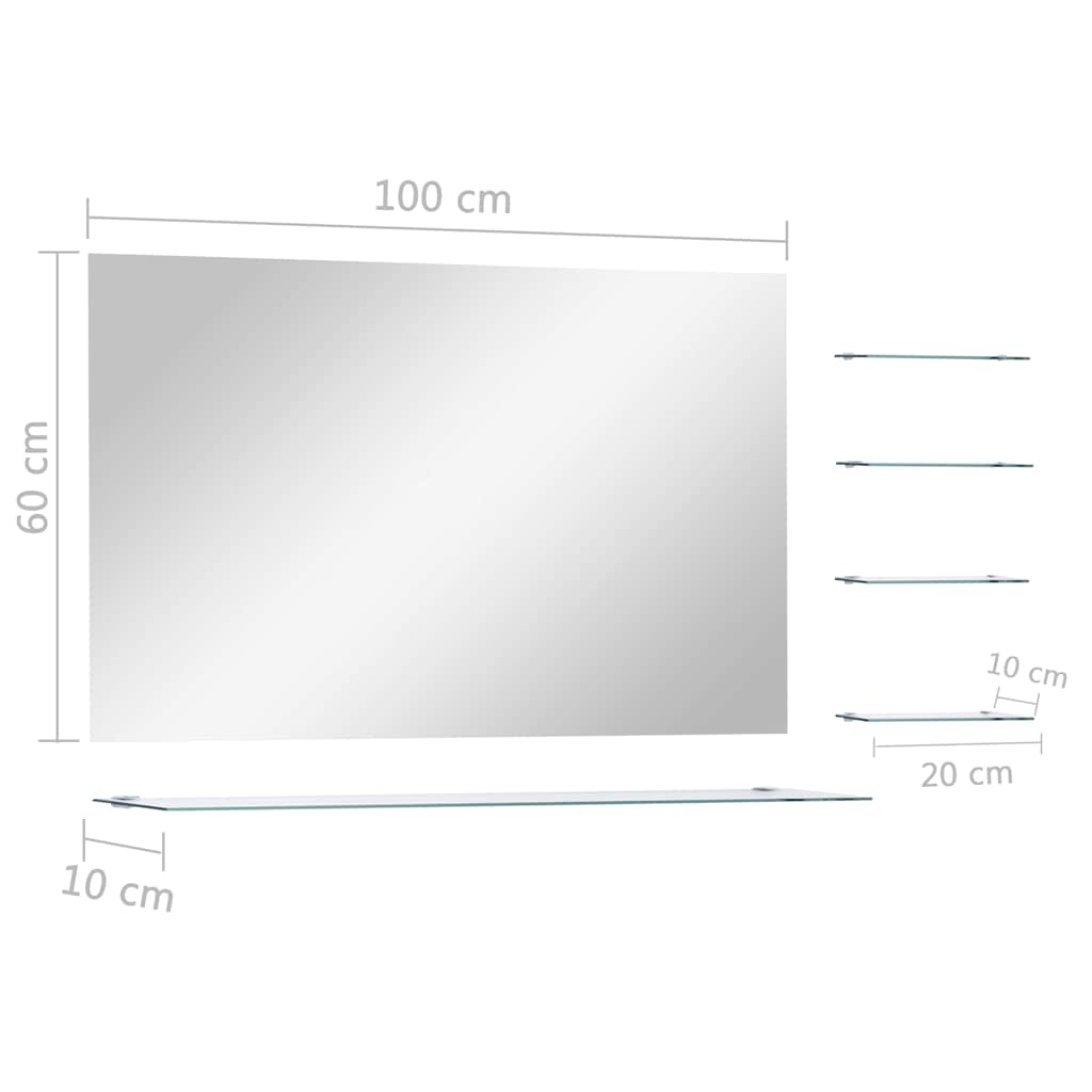 vidaXL Wall Mirror | Silver | Tempered Glass | 100 x 60 cm | Wall Mirror 6