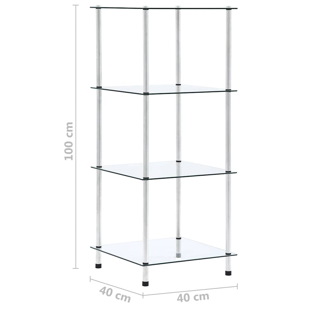 vidaXL 4-Tier Shelf Transparent 40x40x100 cm Tempered Glass 5