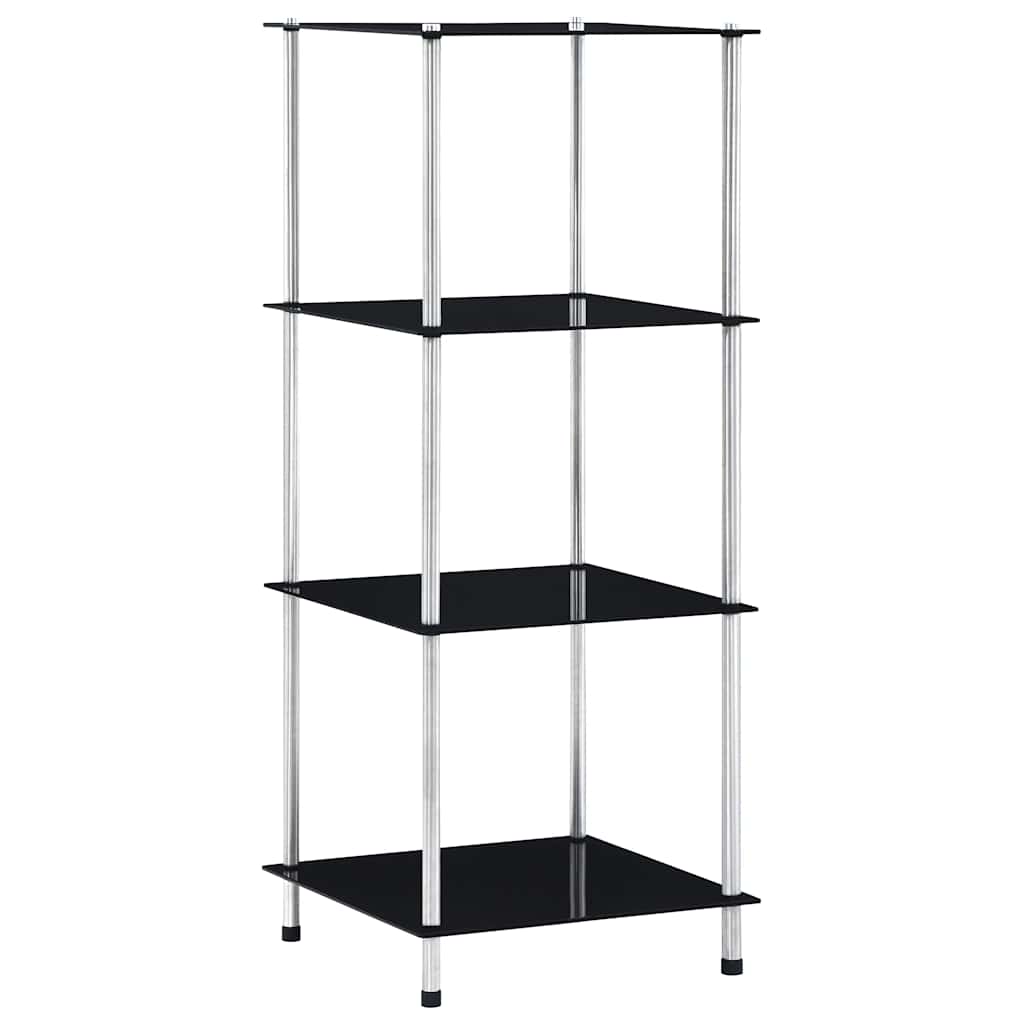 vidaXL 4-Tier Shelf Black 40x40x100 cm Tempered Glass 1