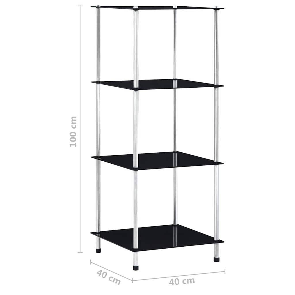 vidaXL 4-Tier Shelf Black 40x40x100 cm Tempered Glass 5