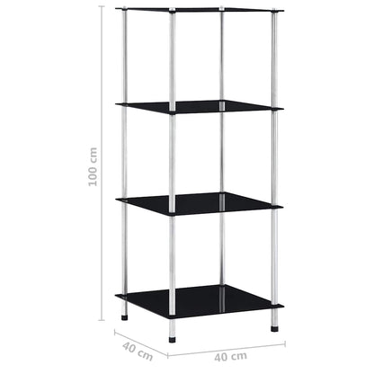 vidaXL 4-Tier Shelf Black 40x40x100 cm Tempered Glass 5
