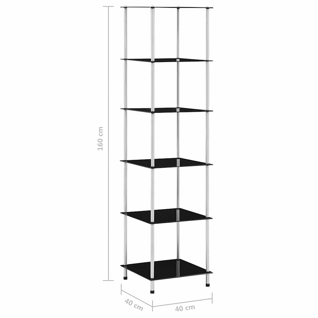 vidaXL Shelf | Black | Tempered glass | Medium | Shelf | Square | Contemporary 6