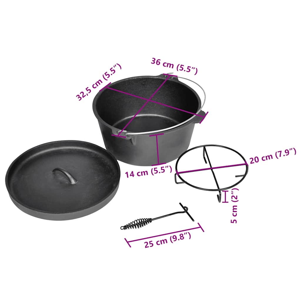 vidaXL Dutch Oven cooking pot 9QT 6