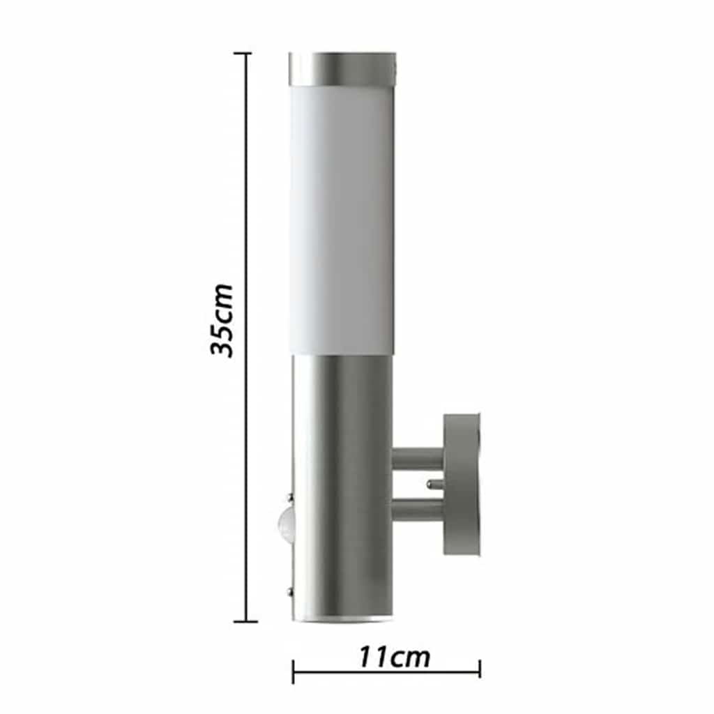 vidaXL Outdoor Wall Lamps 2 pcs with Motion Detector Stainless Steel 4