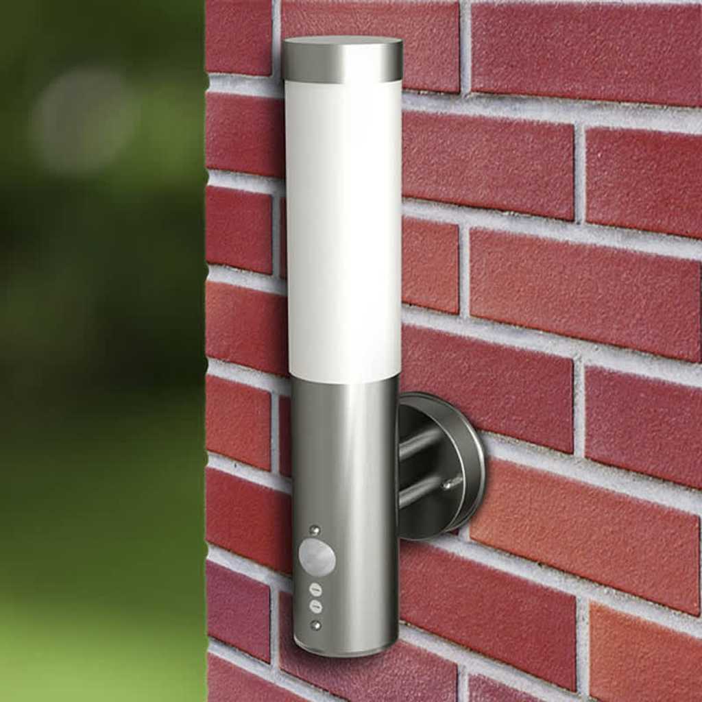 vidaXL Outdoor Wall Lamps 2 pcs with Motion Detector Stainless Steel 1
