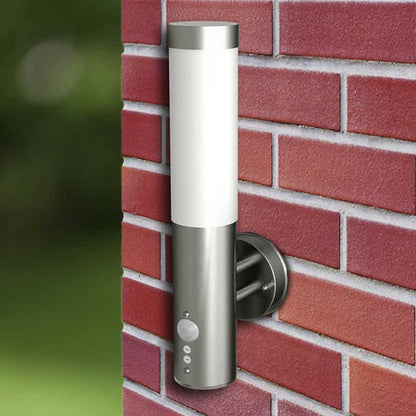 vidaXL Outdoor Wall Lamps 2 pcs with Motion Detector Stainless Steel 1