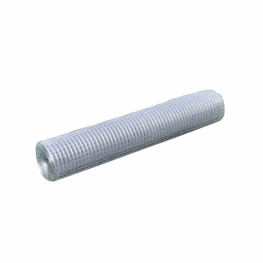 140117 vidaXL Mesh Fence Galvanised Steel Square 1x25 m Silver 2