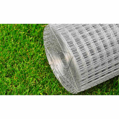 140117 vidaXL Mesh Fence Galvanised Steel Square 1x25 m Silver 3