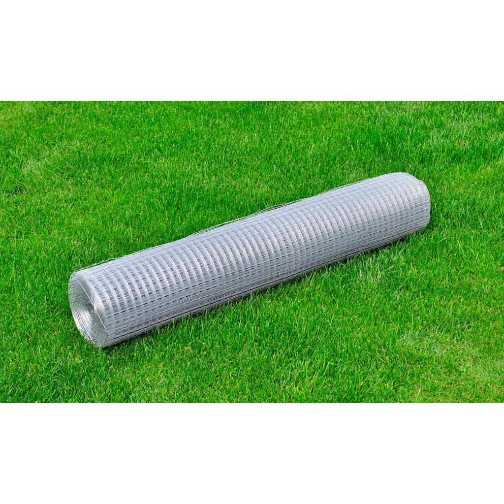 140117 vidaXL Mesh Fence Galvanised Steel Square 1x25 m Silver 1