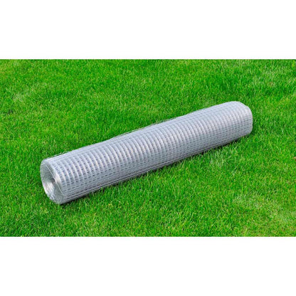140117 vidaXL Mesh Fence Galvanised Steel Square 1x25 m Silver 1