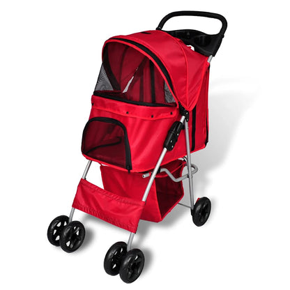 vidaXL Pet Stroller | Red | PVC | Medium | Foldable | Pet Stroller | Rectangular 1