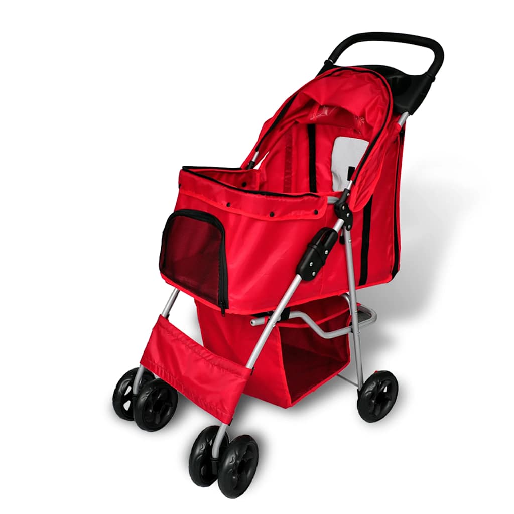 vidaXL Pet Stroller | Red | PVC | Medium | Foldable | Pet Stroller | Rectangular 2