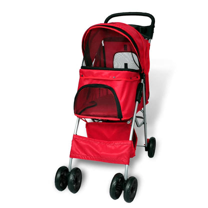 vidaXL Pet Stroller | Red | PVC | Medium | Foldable | Pet Stroller | Rectangular 3