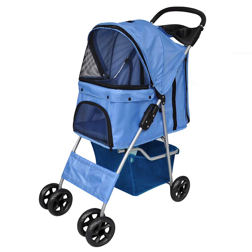 vidaXL Folding Pet Stroller Dog/Cat Travel Carrier Blue 1