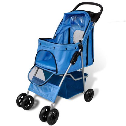 vidaXL Folding Pet Stroller Dog/Cat Travel Carrier Blue 2