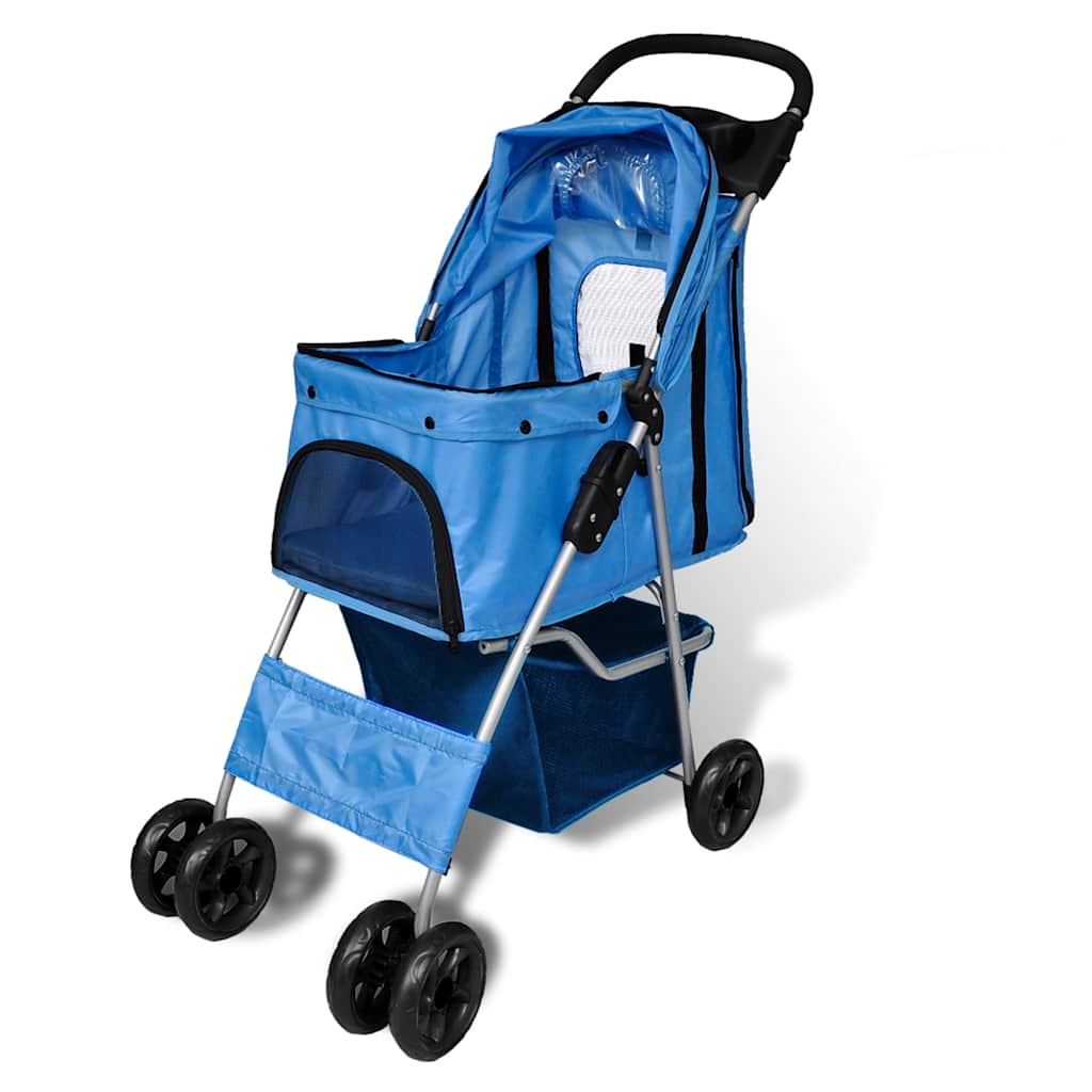 vidaXL Folding Pet Stroller Dog/Cat Travel Carrier Blue 3