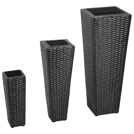 40534 vidaXL Garden Raised Beds 3 pcs Poly Rattan Black 1