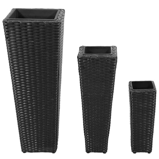 40534 vidaXL Garden Raised Beds 3 pcs Poly Rattan Black 2