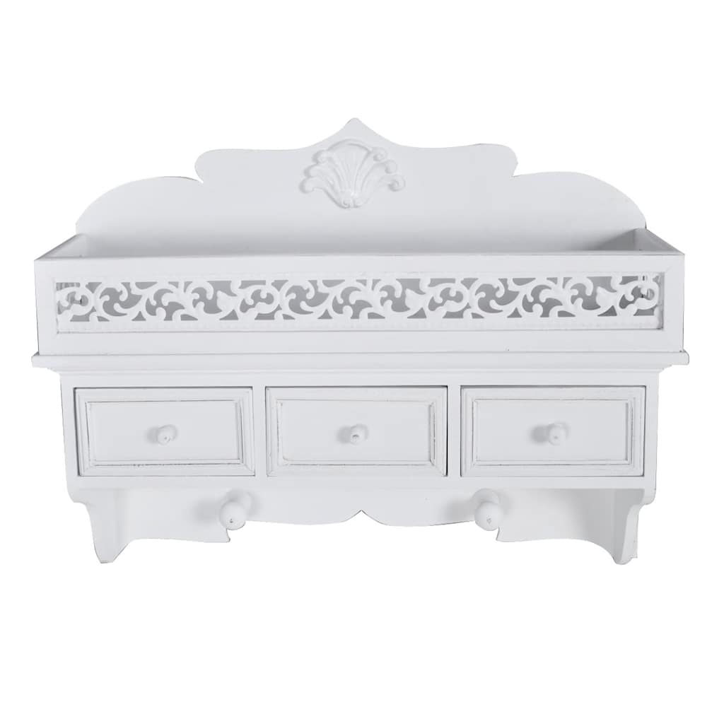 vidaXL Wall Shelf/Peg with 3 Drawers 2 Hooks 2