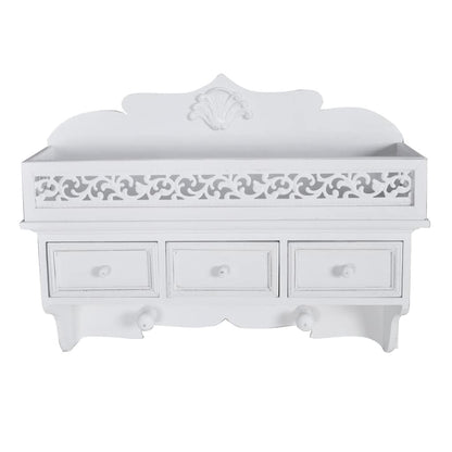 vidaXL Wall Shelf/Peg with 3 Drawers 2 Hooks 2