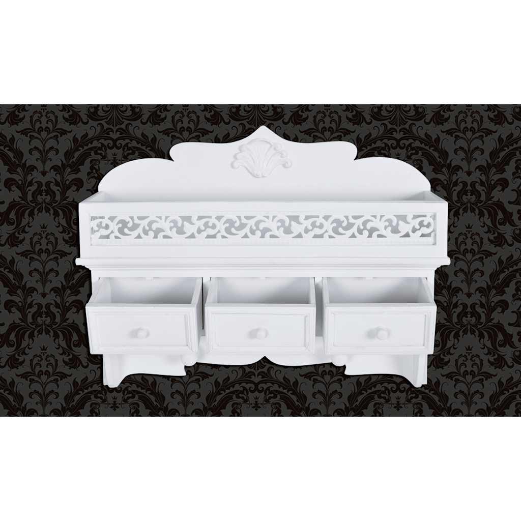 vidaXL Wall Shelf/Peg with 3 Drawers 2 Hooks 4