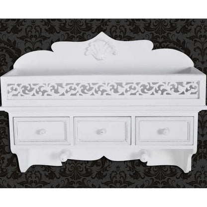vidaXL Wall Shelf/Peg with 3 Drawers 2 Hooks 6