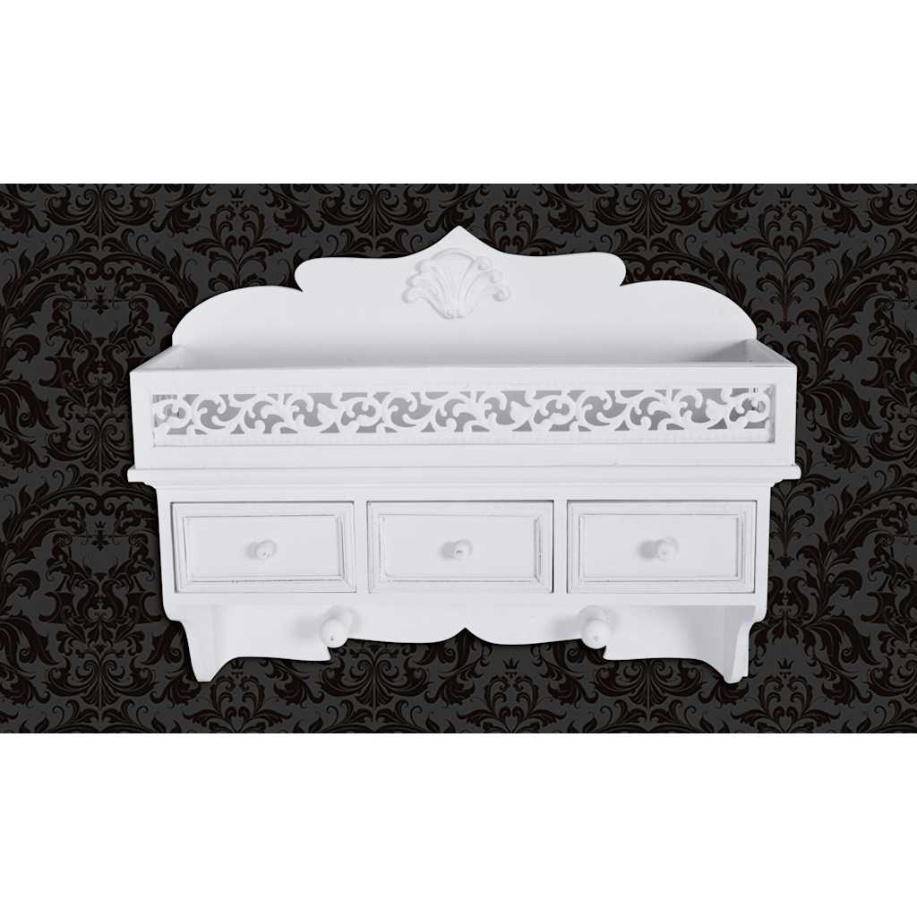 vidaXL Wall Shelf/Peg with 3 Drawers 2 Hooks 1